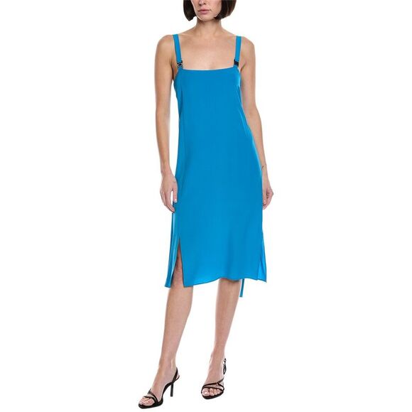 Akris WomensSleeveless Silk Midi Dress Blue